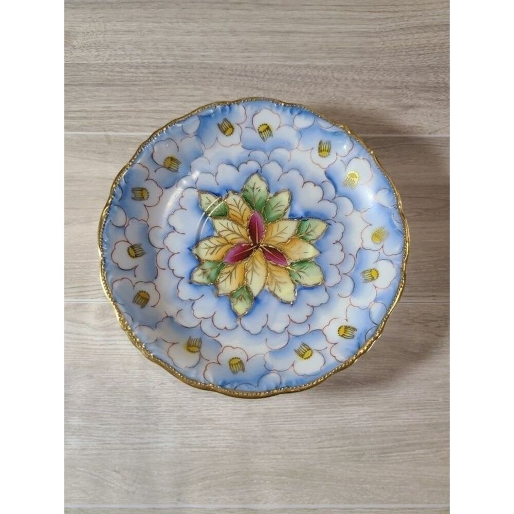 Vintage Hand Painted Japan Porcelain Plate Gold Trim Floral 5.5"